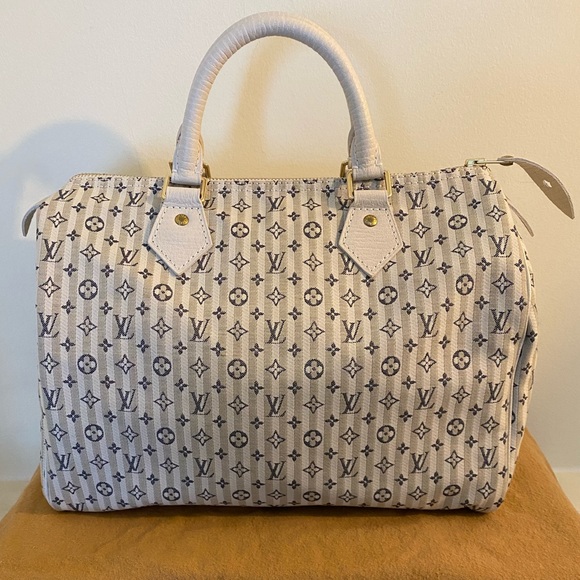 Louis Vuitton Handbags - Louis Vuitton Croisette Speedy 30 Bleu Mini Lin Satchel